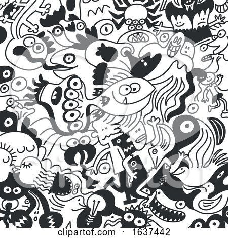 Backgrond of Black and White Doodles by Zooco