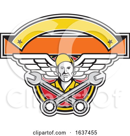 Crew Chief Crossed Spanner Army Wings Banner Icon by patrimonio