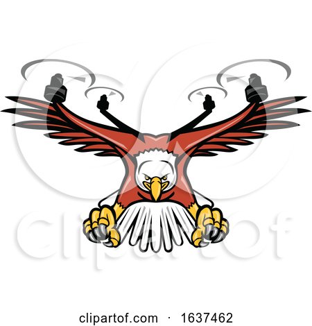 Half Eagle Half Drone Swooping Mascot by patrimonio