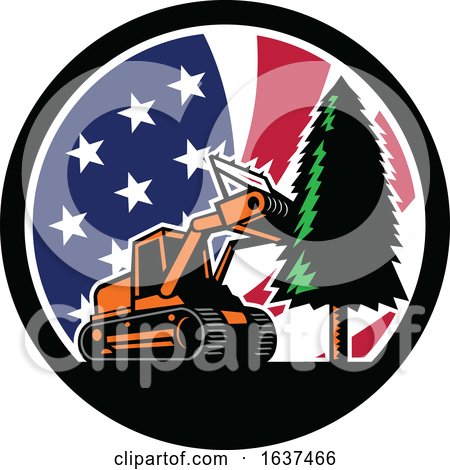 American Forestry Mulcher USA Flag Retro by patrimonio