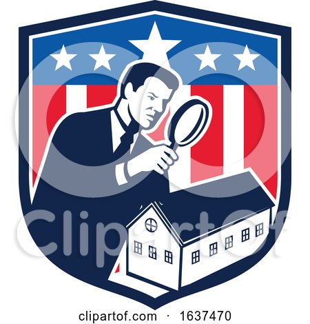 American School Inspector USA Flag Icon Retro by patrimonio