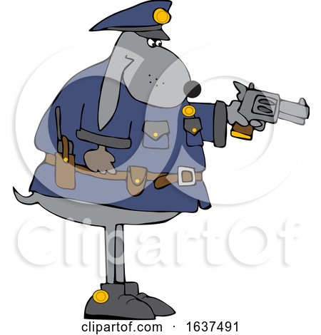 Cartoon Chubby Police Dog Aiming a Pistol by djart