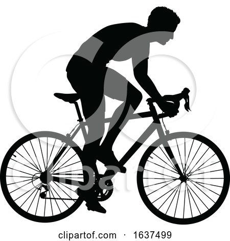 Bike Cyclist Riding Bicycle Silhouette by AtStockIllustration