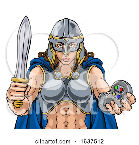 Viking Trojan Celtic Knight Gamer Warrior Woman by AtStockIllustration