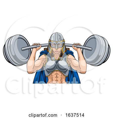 Warrior Woman Weightlifter Lifting Barbell by AtStockIllustration