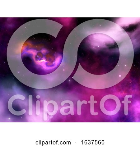 3D Abstract Night Sky with Nebula and Stars by KJ Pargeter