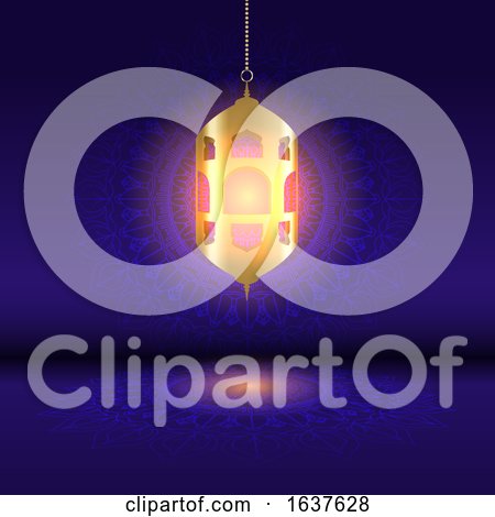 Ramadan Background with Hanging Lantern on Mandala Design by KJ Pargeter