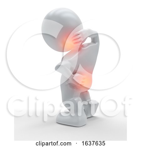 3D Figure with Neck and Back Highlighted in Pain by KJ Pargeter