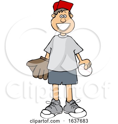 Cartoon Happy White Boy with a Baseball and Glove by djart