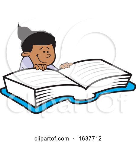 Cartoon Black Girl Reading a Book by Johnny Sajem