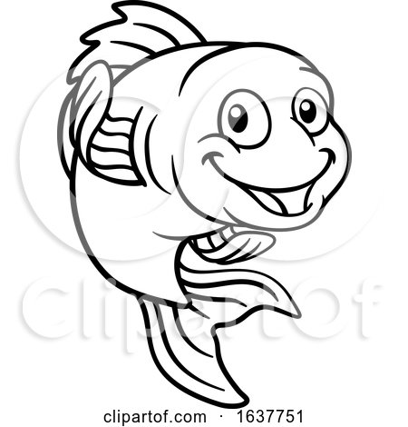 Goldfish or Gold Fish Cartoon Character by AtStockIllustration