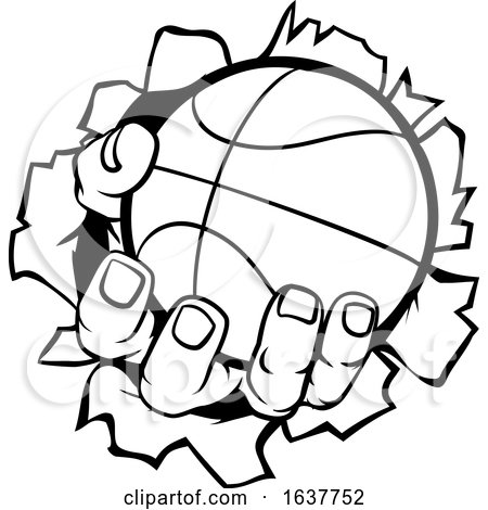 Basketball Ball Hand Ripping Background by AtStockIllustration