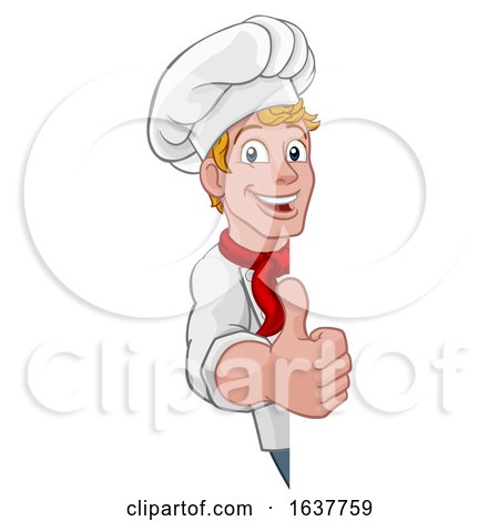 Chef Cook Baker Sign Thumbs up Cartoon by AtStockIllustration
