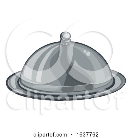 Silver Plate Platter Domed Cloche Food Cartoon by AtStockIllustration