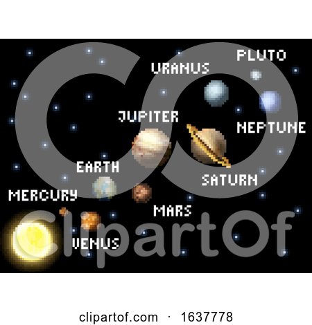 Solar System 8 Bit Arcade Video Game Pixel Art by AtStockIllustration
