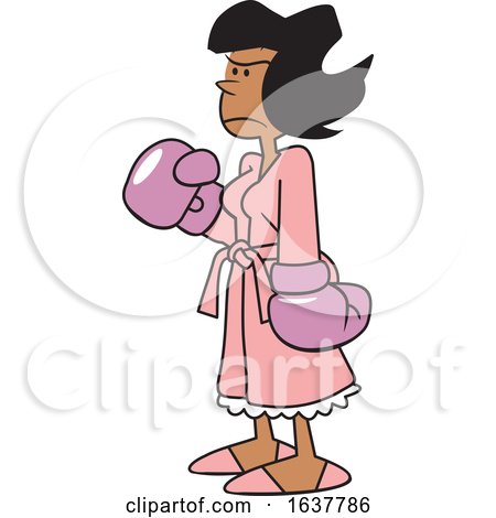 Cartoon Tough Black Woman Wearing Boxing Gloves by Johnny Sajem