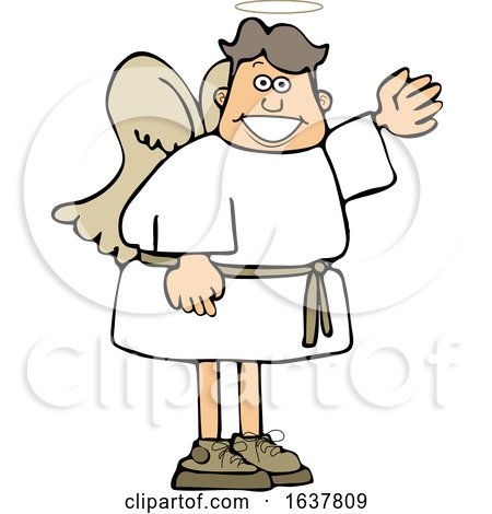 Cartoon Male Angel Waving or Presenting by djart