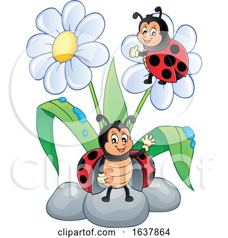 Ladybugs and Flowers by visekart