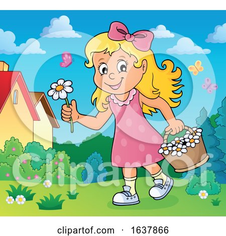 Girl Picking Flowers by visekart