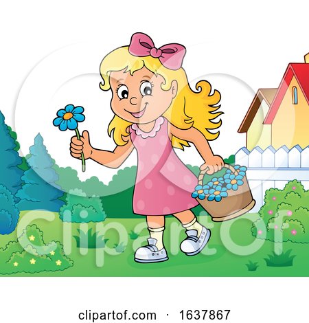 Girl Picking Flowers by visekart