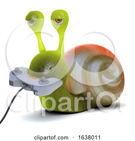 3d Gamer Snail, On a White Background by Steve Young