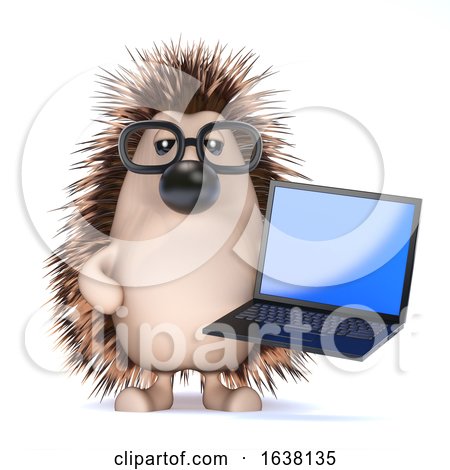3d Techy Hedgehog, On a White Background by Steve Young