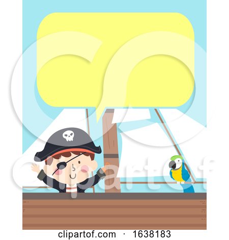 Kid Boy Pirate Speech Bubble Parrot Illustration by BNP Design Studio