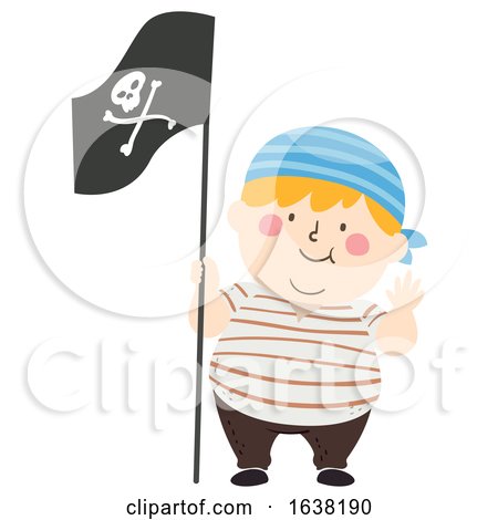 Kid Boy Pirate Big Boy Flag Wave Illustration by BNP Design Studio