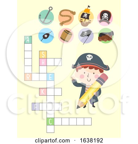 Kid Boy Pirate Cross Word Puzzle Illustration by BNP Design Studio