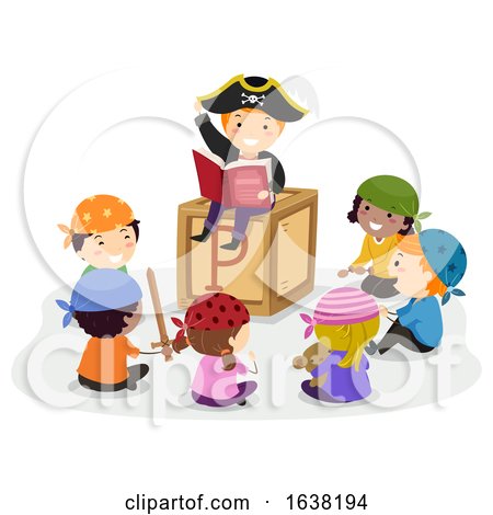 Stickman Kids Pirates Story Telling Illustration by BNP Design Studio