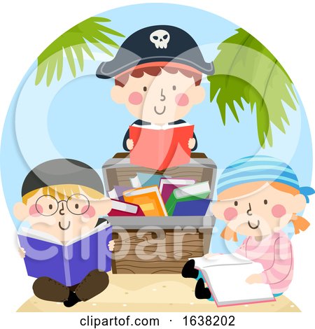Kids Pirates Treasure Chest Books Illustration by BNP Design Studio