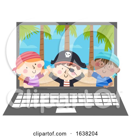 Kids Pirates Wave Island Laptop Illustration by BNP Design Studio