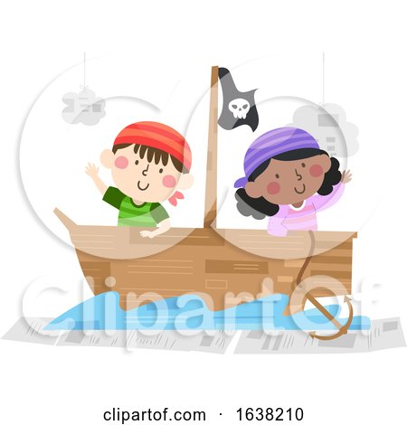 Kids Pirate Ship Recycle Illustration by BNP Design Studio