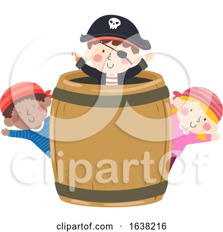 Kids Pirates Barrel Board Wave Illustration by BNP Design Studio
