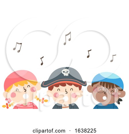 Kids Pirates Singing Music Notes Illustration by BNP Design Studio