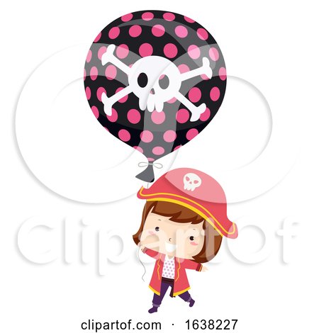 Kid Girl Pirate Balloon Illustration by BNP Design Studio