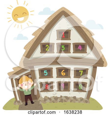 Kid Boy Peasant House Numbers Illustration by BNP Design Studio