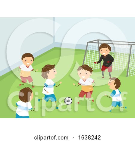 Stickman Kids Play Indoor Football Illustration by BNP Design Studio