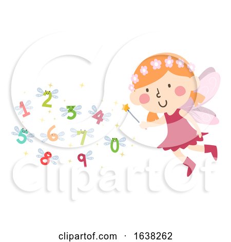Kid Girl Fairy Wand Numbers Wings Illustration by BNP Design Studio