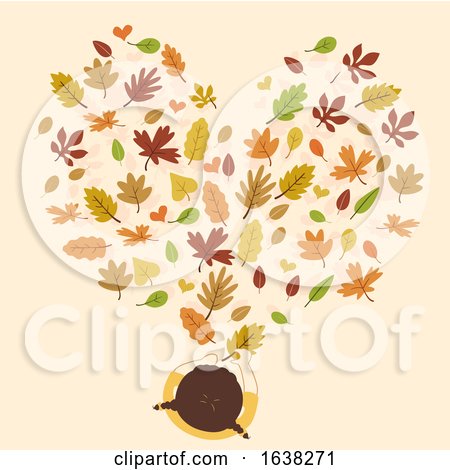 Kid Girl Autumn Leaves Shape Heart Illustration by BNP Design Studio