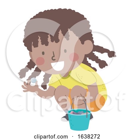 Kid Girl Black Picking Cool Rocks Illustration by BNP Design Studio