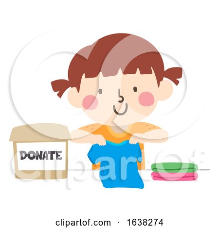 Kid Girl Donate Clothes Box Fold Illustration by BNP Design Studio