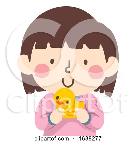 Kid Girl Holding Rubber Duckie Illustration by BNP Design Studio