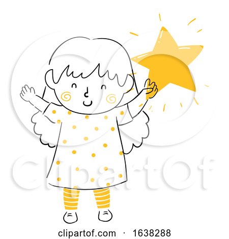 Kid Girl Doodle Hold Shining Star Illustration by BNP Design Studio