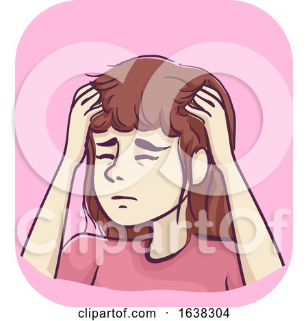 Girl Symptom Itchy Head Illustration by BNP Design Studio