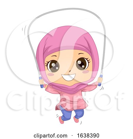 Kid Girl Muslim Jumping Rope Illustration by BNP Design Studio