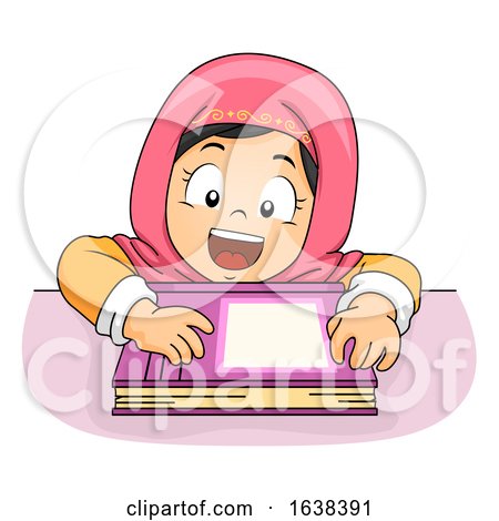 Kid Girl Muslim Lean Table Book Illustration by BNP Design Studio