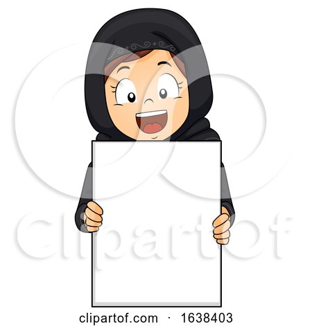 Kid Girl Muslim Qatar Blank Board Illustration by BNP Design Studio