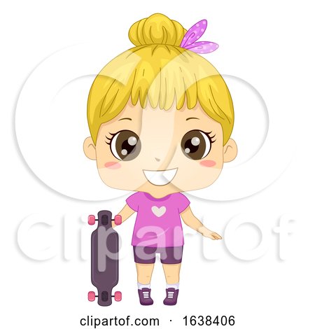 Kid Girl Long Board Illustration by BNP Design Studio