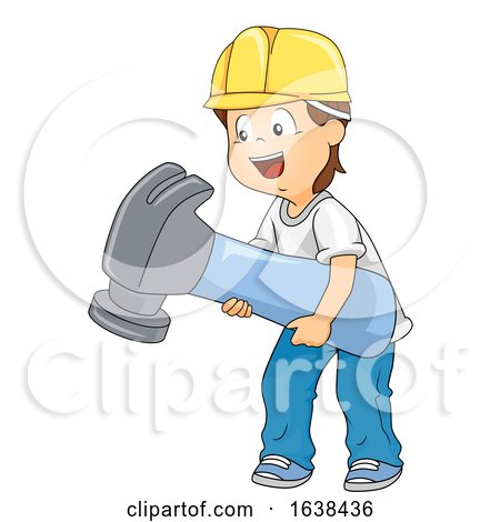 Kid Boy Hammer Construction Hat Illustration by BNP Design Studio